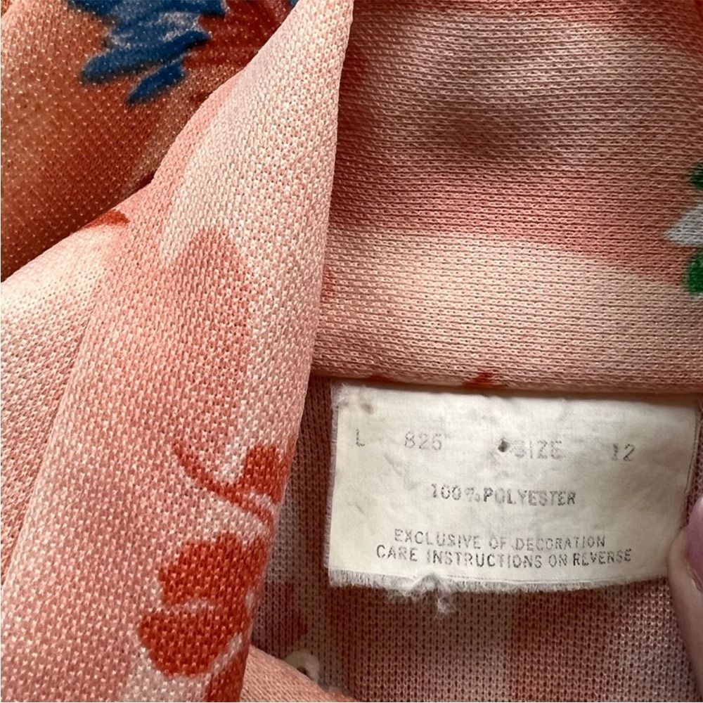 Vintage Floral Peach Orange Floral Snap Button Front Nightgown Size 12 - Picture 4 of 12